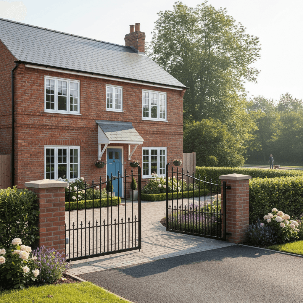 A completed electric gate installation job at a house